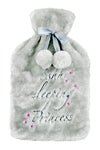 Luxury Plush Faux Fur Hot Water Bottle With Embroidery