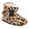 Ladies Luxury Plush Slip On Leopard Print Boot Slippers