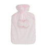 Luxury Plush Faux Fur Hot Water Bottle With Pom Poms Pink