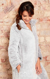 Ladies Luxury Frosted Shimmer Fleece Zip Thru Robe | Dressing Gown | HABIGAIL | For The Luxury |